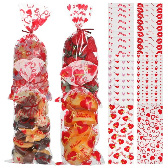 120 Pcs Gift Bag Valentines Day Candy Bags Goodie for Kids Child