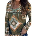 thumbnail image 3 of DYMADE Women Plus Size V-neck Printed Pullover Long Sleeve T-shirt Top, 3 of 4