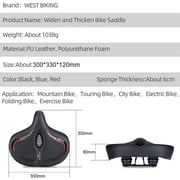 WEST BIKING Thickened High Elasticity Bike Saddle Soft Waterproof PU Pad Road Seats Comfort Breathable AntiSlip Cycling Cushion