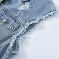 thumbnail image 6 of XFLWAM Women's Ripped Raw Cropped Denim Vest Sleeveless Button Front Jean Jacket Blue M, 6 of 9