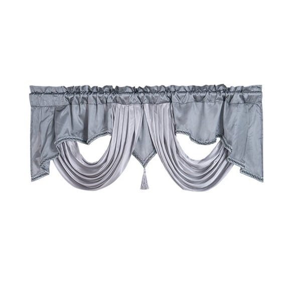 Waved Waterfall Valance with Tassels & Rod Pocket - Light-Filtering Window Drape for Bedroom or Living Room Decor