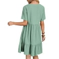 thumbnail image 2 of Daeful Robe Mini pour Femmes Manches Courtes Robes de Soirée Col en V Kaftan Été Plage Robe d'Été Vert Clair 2TG, 2 of 3