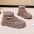 thumbnail image 3 of Women's Knit Snow Boots Furry Lined Slip on Winter Ankle Booties Casual Platform High Top Walking Shoes Khaki Size 6, 3 of 5