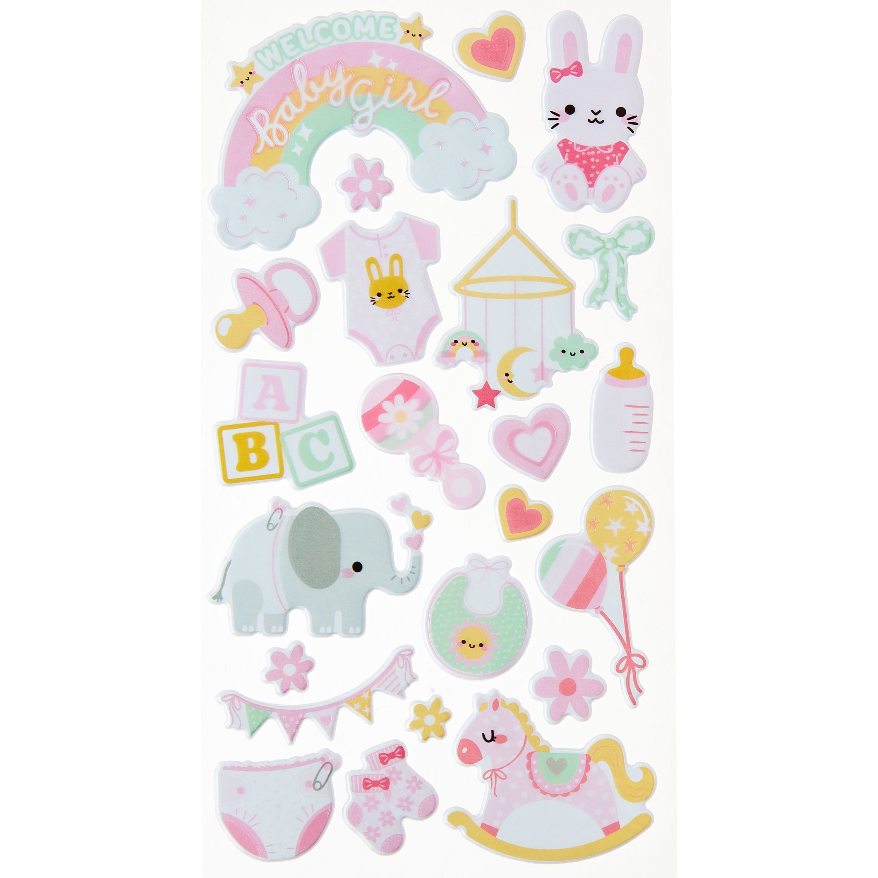 Hello Hobby Multicolor Baby Girl Designer Puffy Stickers, 23 Count