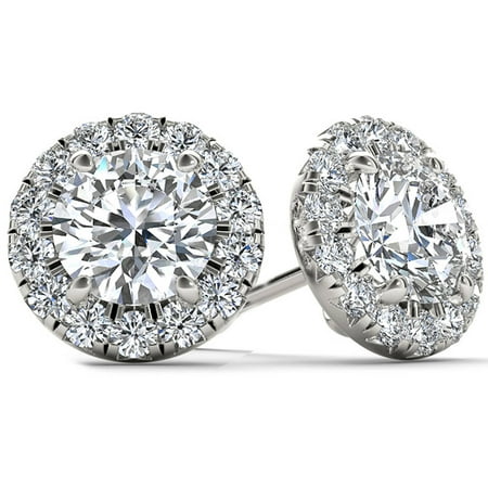 1 Carat T.W. Diamond 10kt White Gold Halo Stud Earrings