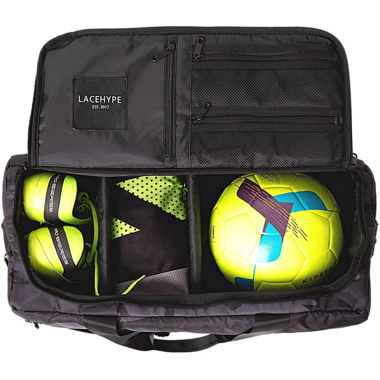 PREMIUM Sneaker Bag, Duffel Bag, Gym Training Bag, Travel Bag, Basketball  Bag, Footbal Bag with 3 adjustable compartment dividers (Black/Black)