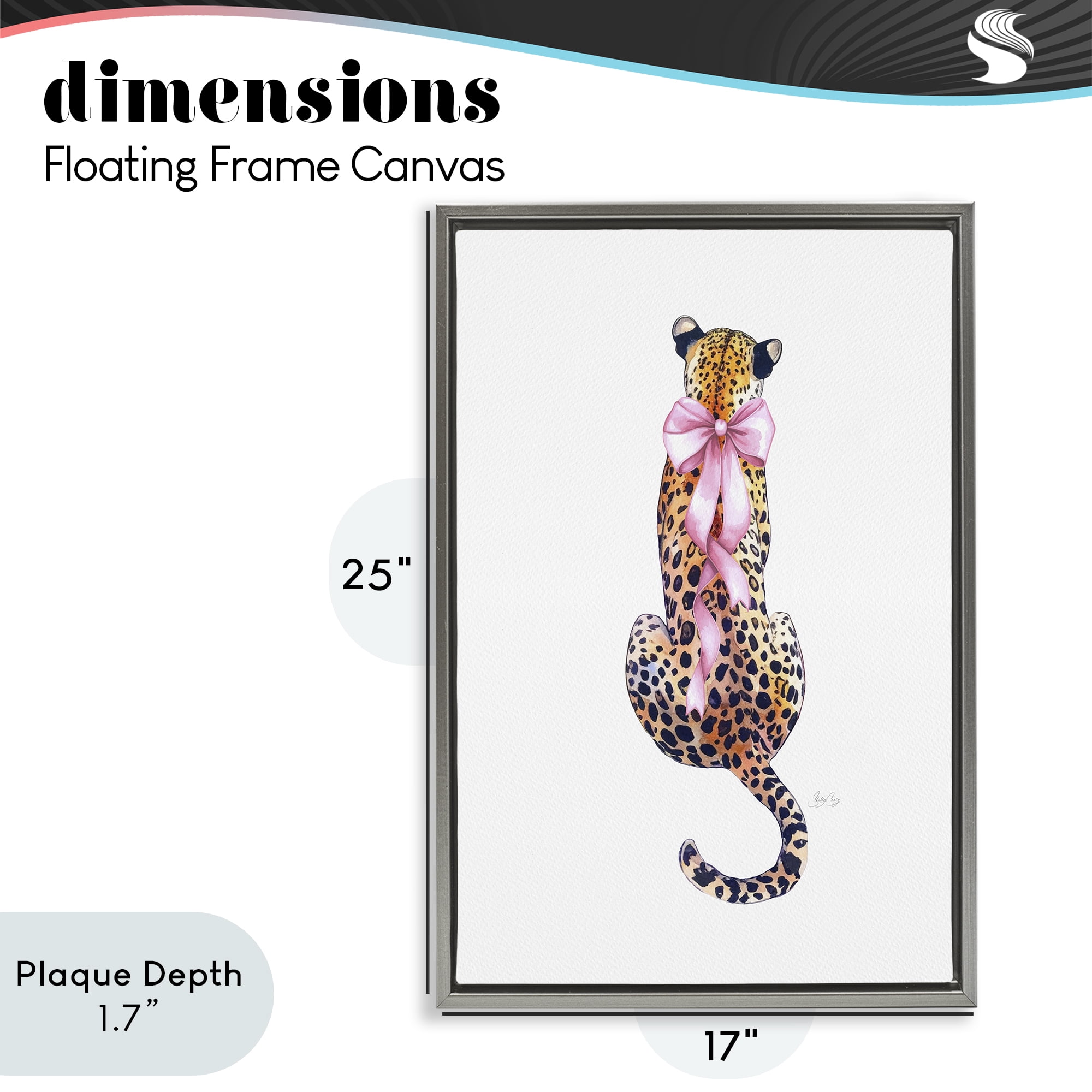 Stupell Industries Poised In Pink Cheetah Gray Framed Floater Canvas Wall Art, design by Shelly Craig