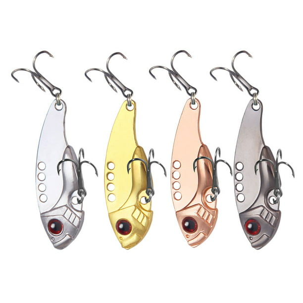 4pcs Metal Fishing Lures Long Cast Sequined Fish Bait Durable Fishing Lures  Fishing Tools for Fresh Water Sea Fishing Outdoor (Golden Grey Silver Rose