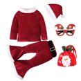 thumbnail image 5 of Baby Girls Christmas Santa Claus Clothes Set Kids Long Sleeve Velvet Top Flare Pants Hat Xmas Elf Santa Suit New Year Outfits, 5 of 5