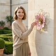 thumbnail image 6 of Metal Flower Wall Art, Outdoor Metal Wall Art, 12 in Diameter, Pink Gold Accent, Patio Wall Decor, 2026 Decorations, 1 Pc, 6 of 6