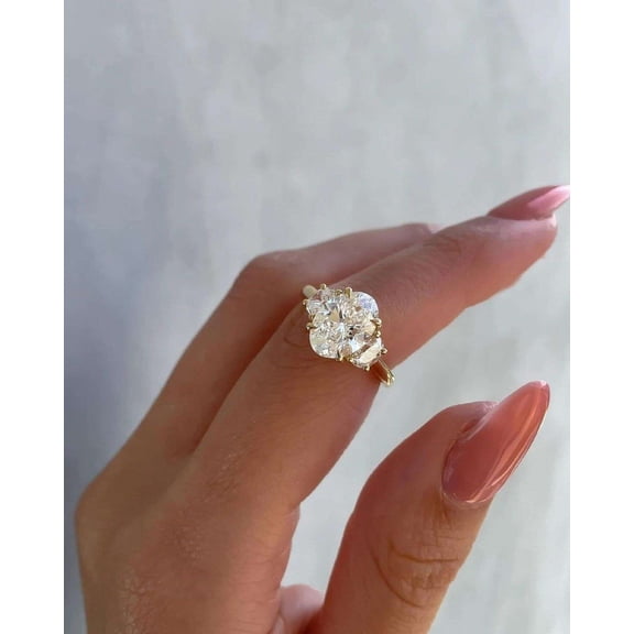 vylahjewellery Classic Moissanite Wedding Ring for Her Oval Shape Engagement Anniversary Ring 14K Vermeil Yellow Gold Forever One Birthday Gift Ring