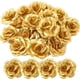 thumbnail image 1 of Paquete de 30 flores artificiales de rosas doradas, cabeza de flor, cabezas de flores de rosas de seda artificiales doradas para el día de San Valentín, boda, fiesta, decoración del hogar, 1 of 4