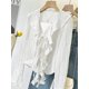 thumbnail image 4 of Blusa Femenina Con Cuello V, Volantes Y Plisado En Blanco, 4 of 30