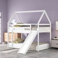 thumbnail image 6 of Harper & Bright Designs Twin Over Twin Floor Bunk Bed, Twin Size House Bunk Bed with Slide, Ladder, Guardrail and Roofs for Bedroom, White, 6 of 8