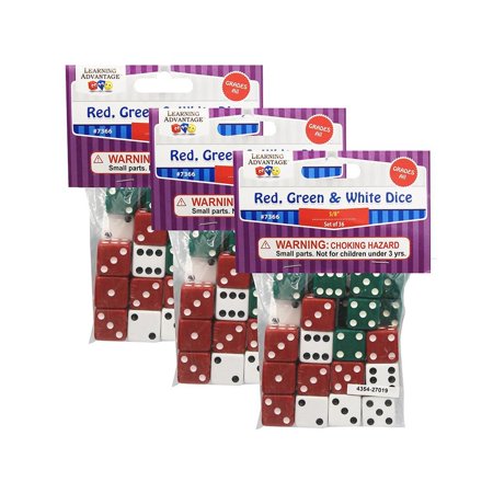 Learning Advantage Dot Dice - Red/Green/White - 36 Per Pack  3 Packs price history on PriceWatchPro