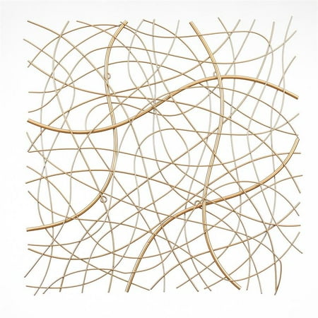 LuxenHome Large Gold Abstract Square Metal Wall Decor