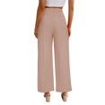 thumbnail image 2 of Pantalón De Corte Regular Para Mujer Pierna Ancha Recta Cintura Alta Cierre De Botón Pantalones De Negocios Modernos Rosa L, 2 of 4