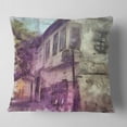 thumbnail image 2 of Designart Old City Street Watercolor Sketch - Cityscape Throw Pillow - 16x16, 2 of 5