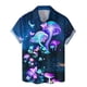 thumbnail image 2 of Camisa de manga corta con botones y estampado 3D de hongos coloridos para hombre, estilo hawaiano callejero, para vacaciones, playa, plantas, 2 of 5