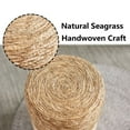 thumbnail image 5 of Tcbosik 14" Round Ottoman, Natural Seagrass Hand Weave Pouf, Boho Decor Foot Rest for Living Room, Bedroom, Hallway, Space Saving, Natural & Beige, 5 of 7