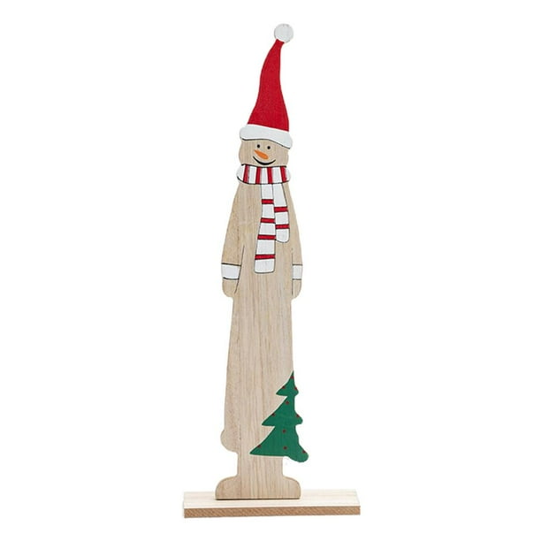 Noel Muñeco De Nieve Decoración De Madera Adorno De Escritorio Figura De Mesa De Navidad Inevent HA045233-01
