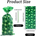 thumbnail image 2 of 100 bolsas de regalo para el Día de San Patricio con forma de trébol de cuatro hojas, de plástico verde irlandés, para celofán, dulces, galletas y lazos verdes., 2 of 6