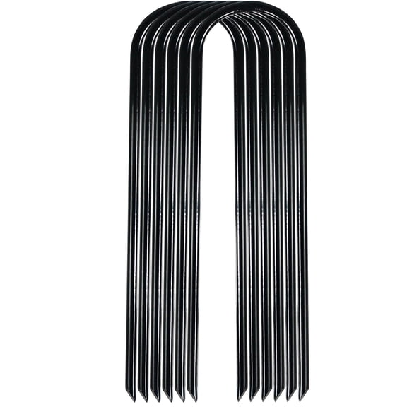 BESTSKY 12 Inch Heavy Duty Trampolines Stakes U-Shaped Garden Stakes (6) | High Wind Steel Staples for Garden Landscaping, Tents, Soccer Goals