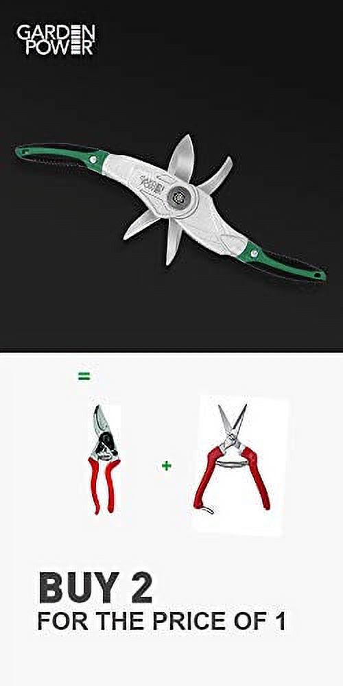 Garden Power Hand Pruner & Shears 2 in 1 Multi-Cutter, Unique Locking Design Allows Switching Between Pruner and Shear Snipping Function. 1/2 Inch Cutting Capacity. Clippers for Garden Hedge & Sh - image 3 of 3