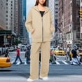 thumbnail image 2 of LEKODE Long Hoodie Workout Hoodies for Women Thermal Hoodies for Women Cute Fall Top Athletic Set Comfy Set Womens Athletic Sets Khaki L, 2 of 6