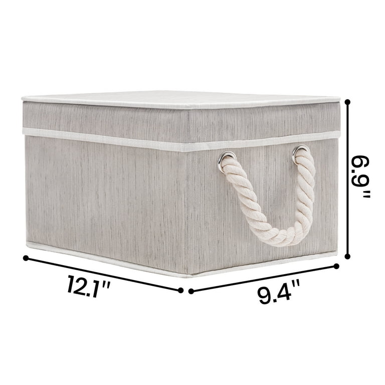 GhvyenntteS Storage Bins with Lids (3-Pack) Large Linen Storage Bins with  Lids and Stainless Steel Handle, Foldable Fabric Storage Boxes with Label