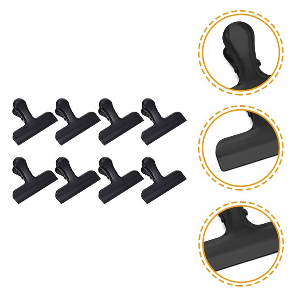 Phenofice 8Ud Clips Selladores De Bolsas De Comida Y En Acero Inoxidable Negro Con Seguro