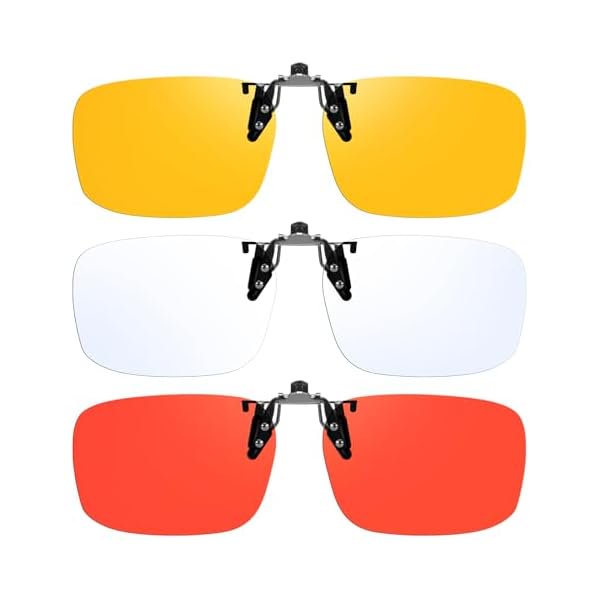 wonima44 VIEWBETTER® 3PCS Clip On Blue Light Blocking Glasses for Eyes Strain/Light-Sensitive Flip Up Computer Gaming Glasses BL1007