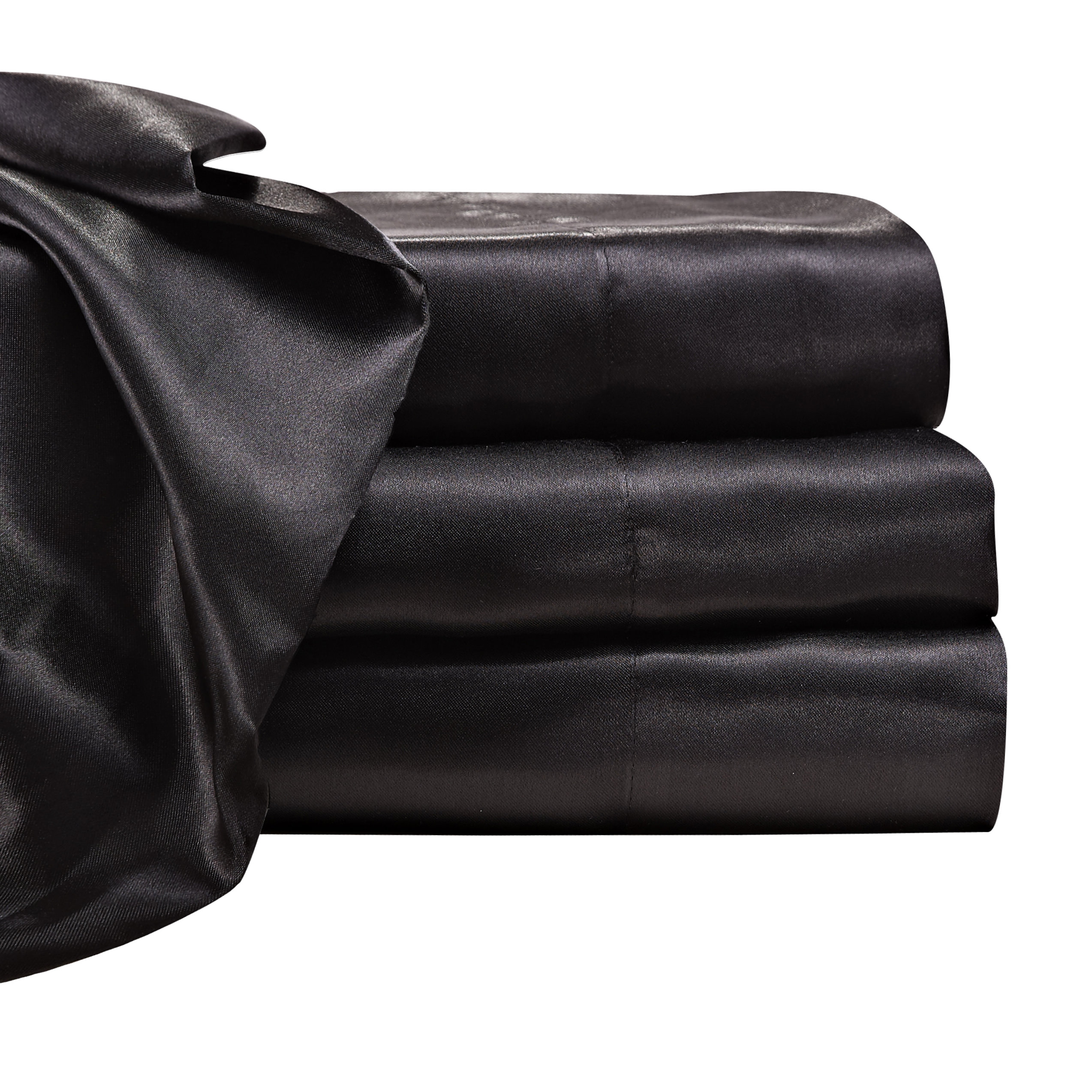 SATIN RADIANCE BLACK QUEEN SHEET SET