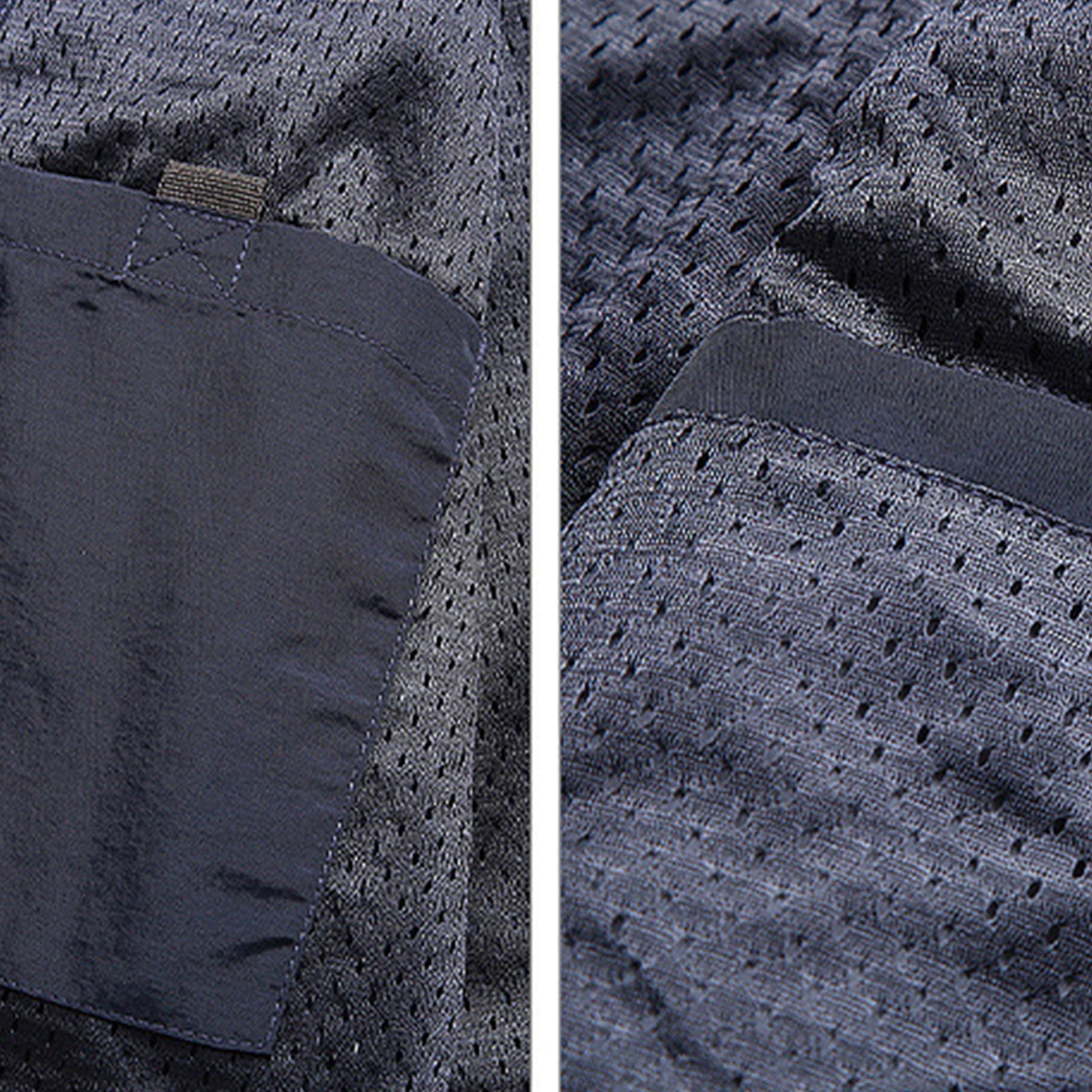 WREESH Mens Thin Lightweight Sports Vest Cargo Vest Quick Drying Outdoor Travel Vest Stand Collar Zipper Work Vest Blue