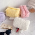 thumbnail image 4 of Makeup Bag, Plush Cosmetic bags, Cute Zipper Travel Toiletry Soft Storage Pouch for Office Supplies Cosmetics Makeup Travel Accessories - Off white, 4 of 5