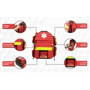 Primacare KP-4183 Trauma Emergency Medical Supplies Tactical Trauma Back Pack Bag for Holding O2 Tank, 17x6x19 Inches