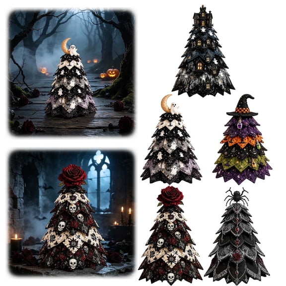 Christmas Tree Quilt Kit 7.9" DIY Halloween Patchwork Sewing Craft Kit Seasonal Patchwork Craft Kit for Adult Beginner Gifts for Quilting Lovers Home Halloween Decor