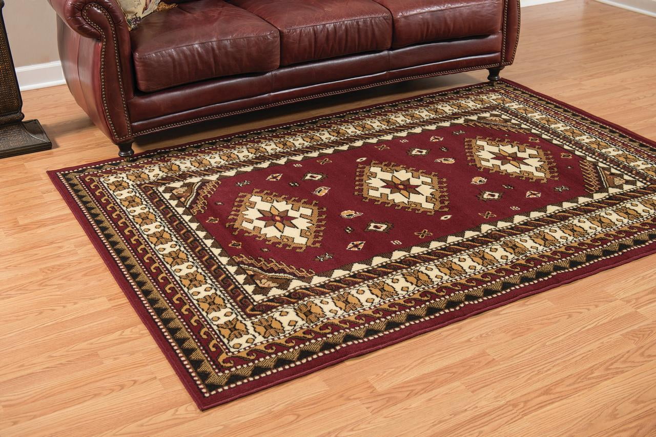 United Weavers Plaza Fleur Runner Rug, Bordered Pattern, Burgundy, 2'3 X 7'2"