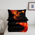thumbnail image 5 of Manfei Fantasy Red Dragon Animals Queen Comforter Set,Gothic Wildlife Comforter Sets Queen,Black Orange,Black Reversible,3 Pieces,1 Comforter and 2 Pillowcases, 5 of 7