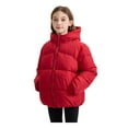 thumbnail image 2 of Otqutp Kids Boys Girls Fashion Thickened Down Cotton Jacket Hooded Bread Clothing Long Sleeve Lightweight Down Coat with Pocket(Red,6-7 Years), 2 of 9