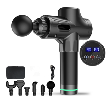 Sharper Image Powerboost Pro+ Massage Gun – Hot & Cold, 6 Speeds, 6 Attachments
