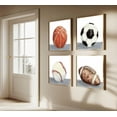 thumbnail image 3 of 4Pcs Sports Canvas Wall Art Vintage Boys Room Poster Prints Soccor Football Baseball Basketball Pictures Wall Decor for Kids Room Nursery Playroom Bedrooms Unframed, 3 of 6