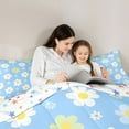thumbnail image 5 of Feelyou Blue Flower Floral Full Size Comforter Sets for Women, Kawaii Groovy Print Bedding Comforter Set, Dreamy Princess Style Reversible Bedding Sets, Ultra Soft Bedroom Decor, 3 Pieces, 5 of 8
