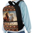 thumbnail image 4 of Uourmeti All Match 17 Inch Backpack for Travel Camping, Simple Stylish Smooth Zipper Durable Fabric School Bag, Horse Design, 4 of 6