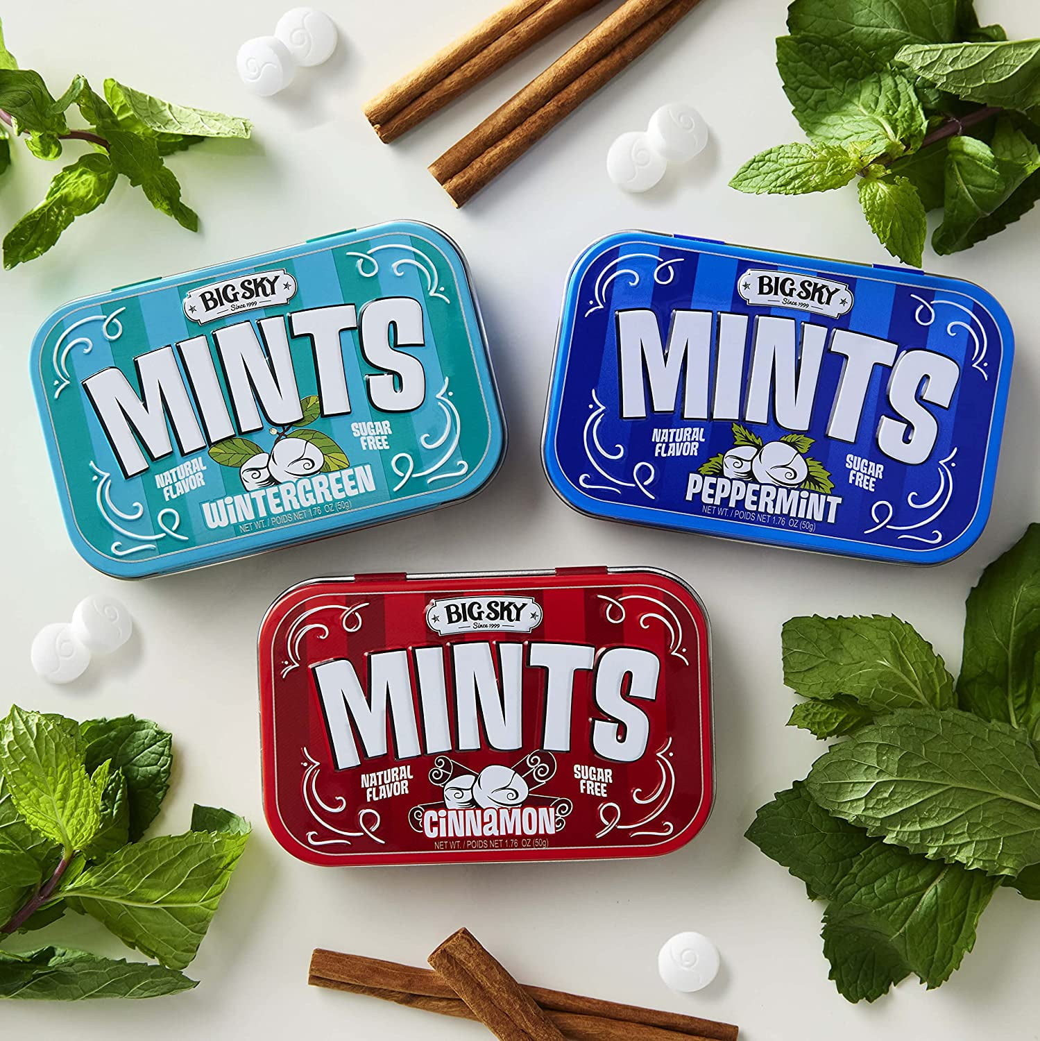 Pure Natural Big Sky Sugar Free Cinnamon Mint Candy, 50g Tin - 6