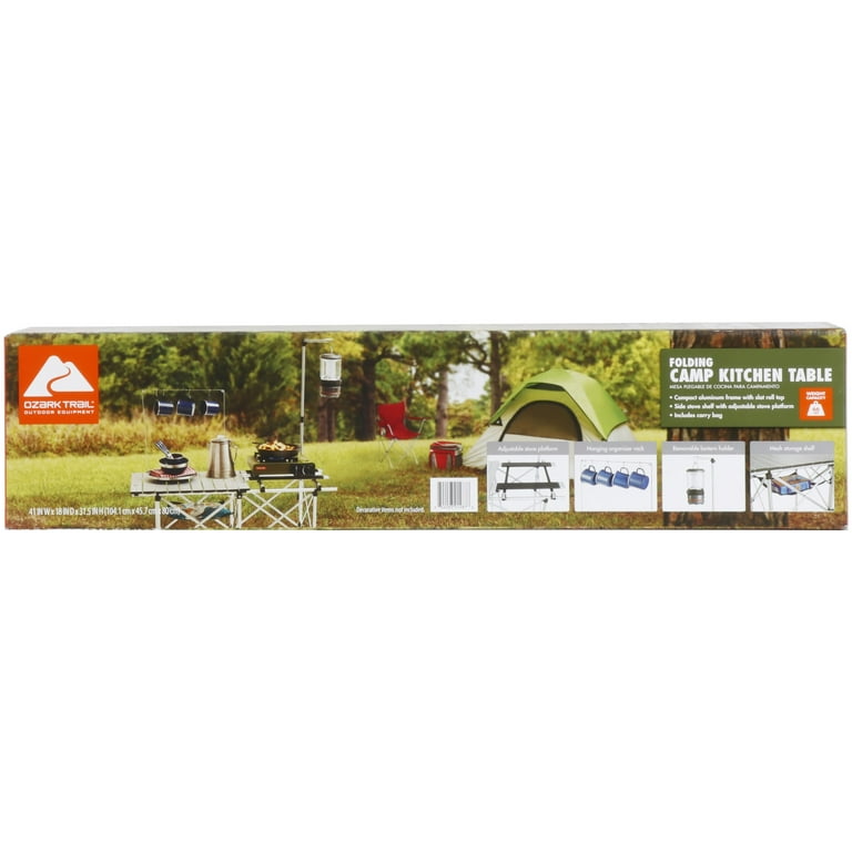 Ozark Trail Folding Camp Kitchen Table 41 in. x 18 in. with Adjustable Stove Platform Walmart
