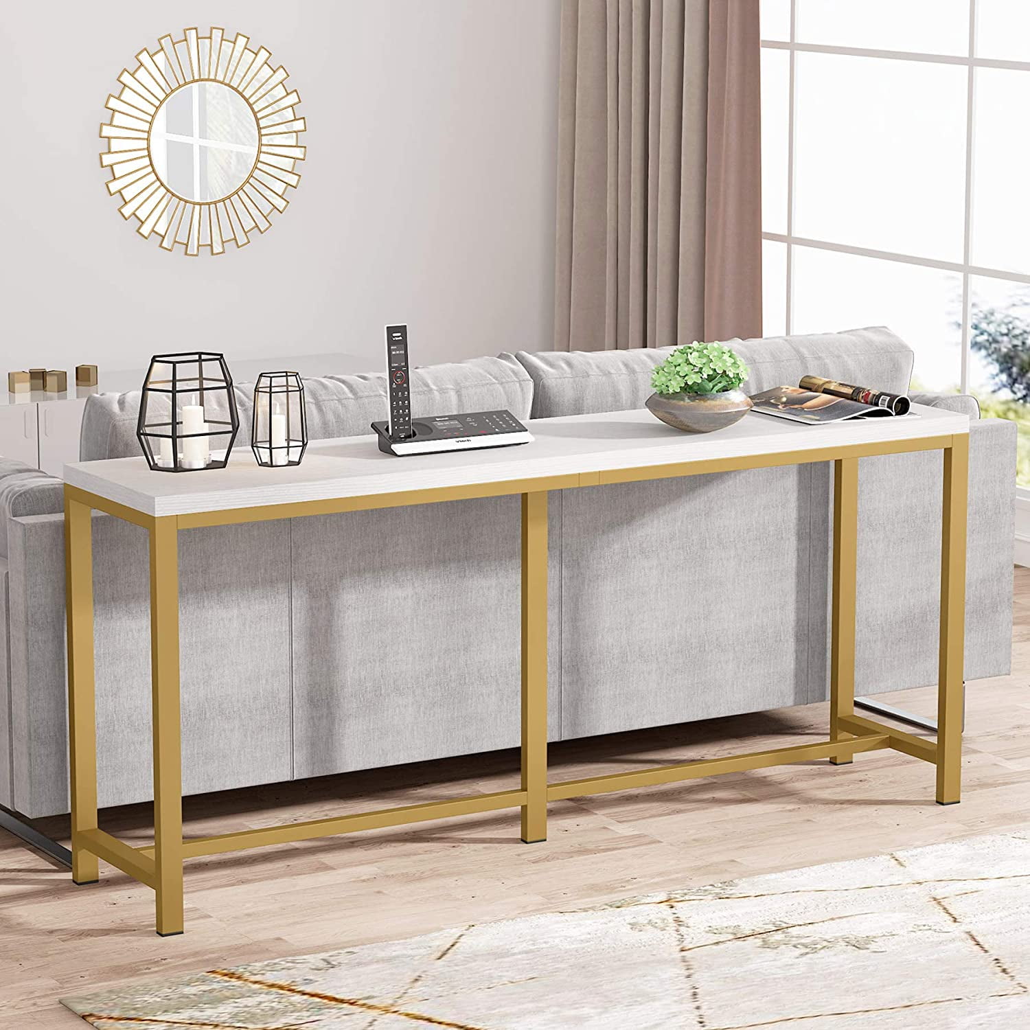 Tribesigns 70 9 Inch Extra Long Sofa, 60 Inch Wide Acrylic Console Table