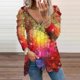 thumbnail image 2 of Camiseta suelta estampada a la moda para mujer Blusa de manga larga con cuello en V Tops casuales Pompotops  FGAJ14829, 2 of 6