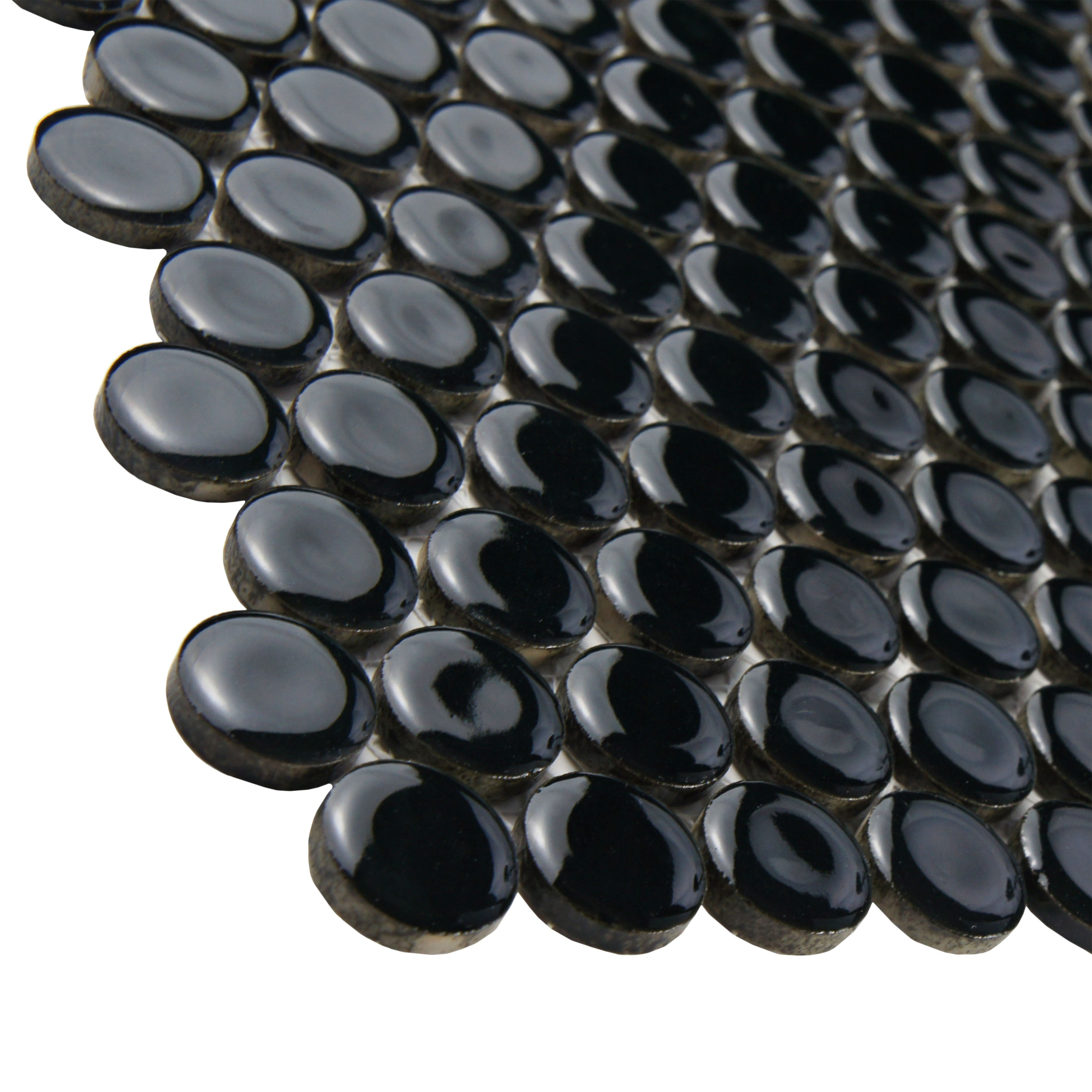 10 Piece SomerTile FKOMPR2 Penny Porcelain Mosaic Floor and Wall Black Tile 12 x 12.625
