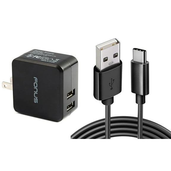 Home Charger for TCL TAB 10s 10.1/TABMAX 10.4 - 17W 2-Port USB 3.4A Type-C Cable 6ft Power for TCL TAB 10s 10.1/TABMAX 10.4